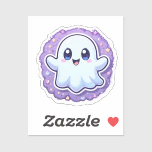 Cute Kawaii Ghost Vinyl Sticker – Pastel Halloween