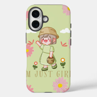 Cute Kawaii Girl With Flowers | Pastel Aesthetic " iPhone 16 Case