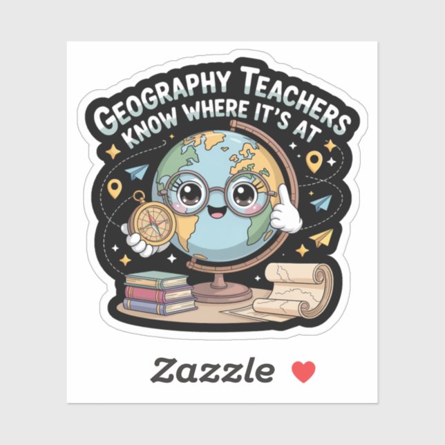 Cute Kawaii Globe with Compass – Funny Geography  (Sheet)