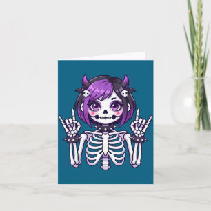 Cute Kawaii Goth Girl Skeleton Punk-goth Alternati Card