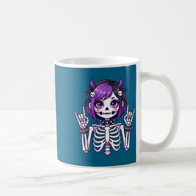 Cute Kawaii Goth Girl Skeleton Punk-goth Alternati Coffee Mug (Right)