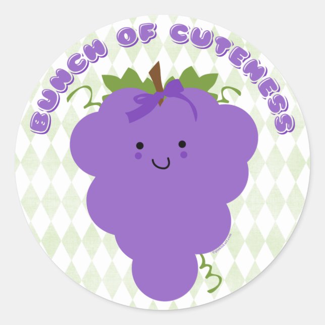 Cute Kawaii Grapes Sticker (Front)