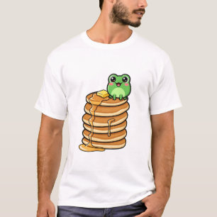 Cute Kawaii Green Frog Sitting on Giant Stack T-Shirt
