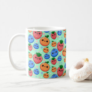 Cute Kawaii Green Orange Blue Fruit Coffee Mug