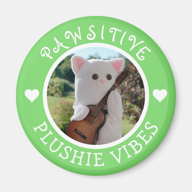 Cute Kawaii Green Pawsitive Plushie Vibes Photo Magnet (Front)