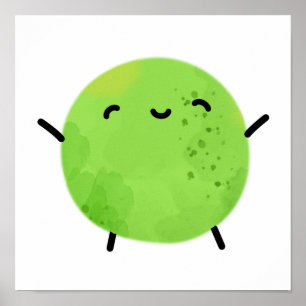 Cute Kawaii Green Pea Poster