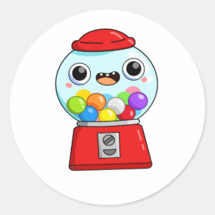 Cute Kawaii Gumball Machine Classic Round Sticker