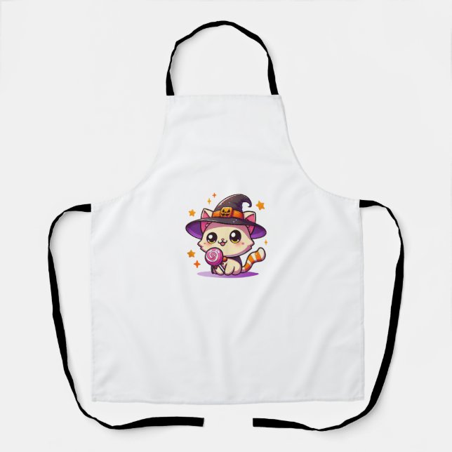 Cute Kawaii Halloween Cat Witch Costume Party Fun  Apron (Front)