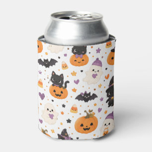 Cute Kawaii Halloween Cats Ghosts Pumpkins Bats Can Cooler