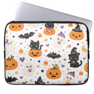 Cute Kawaii Halloween Cats Ghosts Pumpkins Bats  Laptop Sleeve