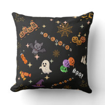 Cute Kawaii Halloween Doodles Spooky Pattern Pillo