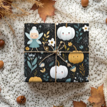 Cute Kawaii Halloween Fairy and Pastel Pumpkins