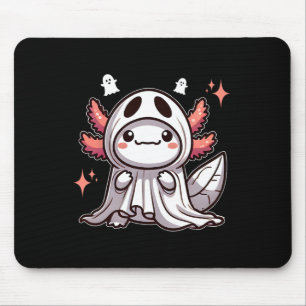 Cute Kawaii Halloween Ghost Axolotl Mouse Mat