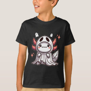 Cute Kawaii Halloween Ghost Axolotl T-Shirt