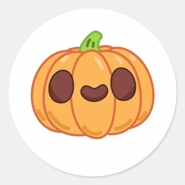 Cute Kawaii Halloween Pumpkin Classic Round Sticker (Front)