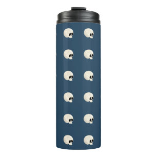 Cute Kawaii Halloween Skull Polka Dots dark blue Thermal Tumbler