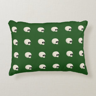 Cute Kawaii Halloween Skull Polka Dots dark green Decorative Cushion