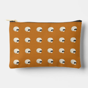 Cute Kawaii Halloween Skull Polka Dots orange Accessory Pouch