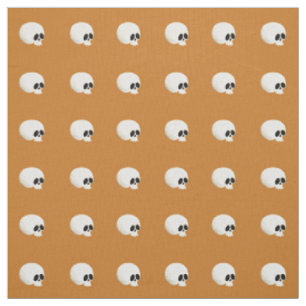 Cute Kawaii Halloween Skull Polka Dots Orange Fabric