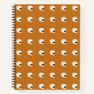 Cute Kawaii Halloween Skull Polka Dots orange Notebook