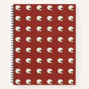 Cute Kawaii Halloween Skull Polka Dots red Notebook