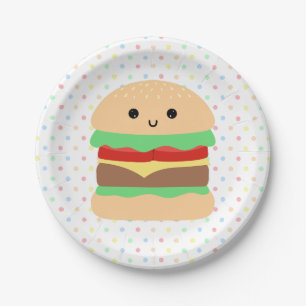 Cute Kawaii Hamburger Paper Plate