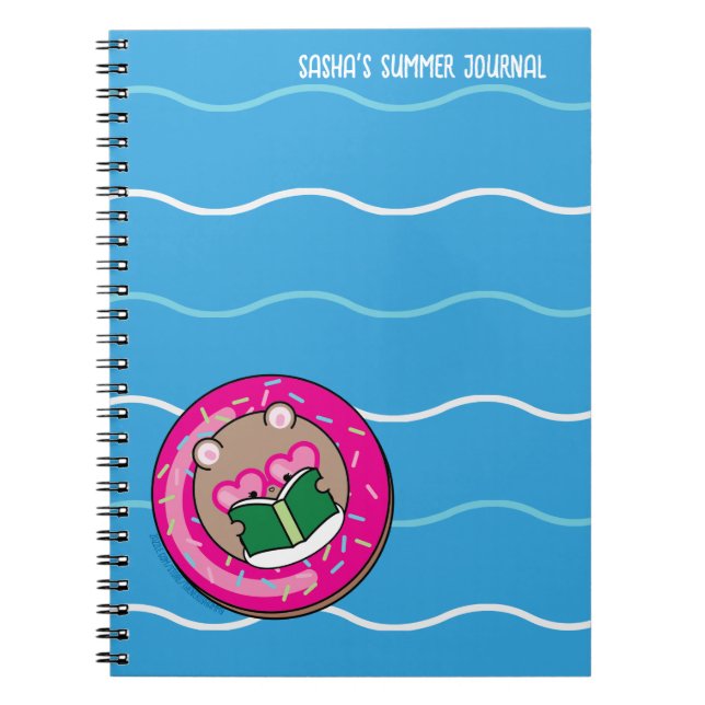 Cute Kawaii Hamster Booklover Summer Notebook (Front)