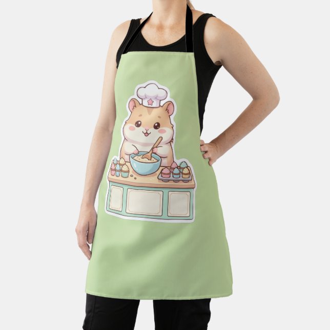 Cute Kawaii Hamster Chef Baking Cupcakes Pastel  Apron (Insitu)