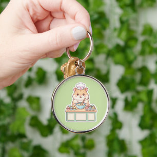 Cute Kawaii Hamster Chef Baking Cupcakes Pastel  Key Ring
