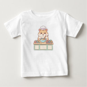 Cute Kawaii Hamster Chef Baking Cupcakes Toddler  Baby T-Shirt
