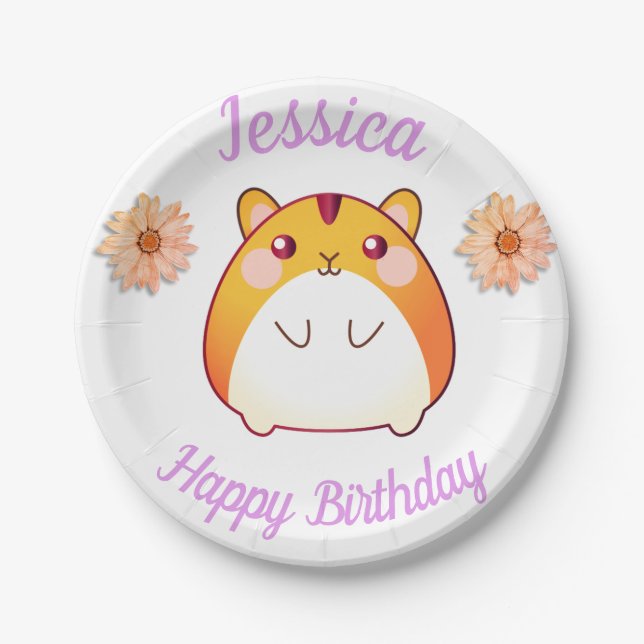 Cute Kawaii Hamster Custom Paper Plate (Front)