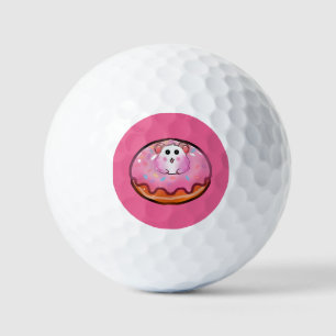 Cute Kawaii Hamster in Pink Frosted Doughnut Art Golf Balls
