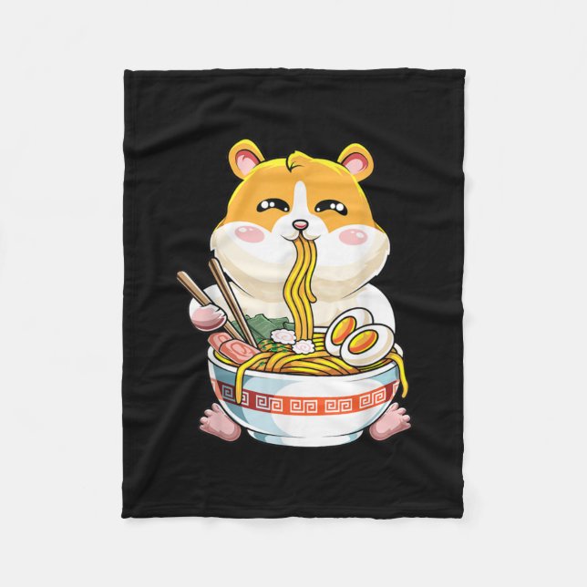 Cute Kawaii Hamster Ramen Anime Fleece Blanket (Front)