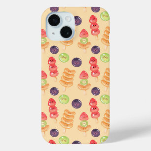Cute Kawaii Hand-drawn Tanghulu Seamless Pattern iPhone 15 Case