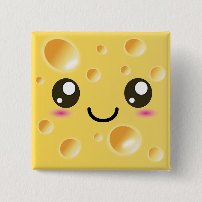 Cute Kawaii Happy Cheese 15 Cm Square Badge (Front)