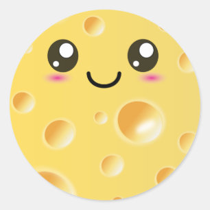 Cute Kawaii Happy Cheese Classic Round Sticker