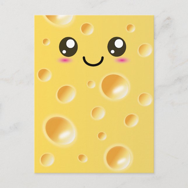 Cute Kawaii Happy Cheese Postcard (Front)