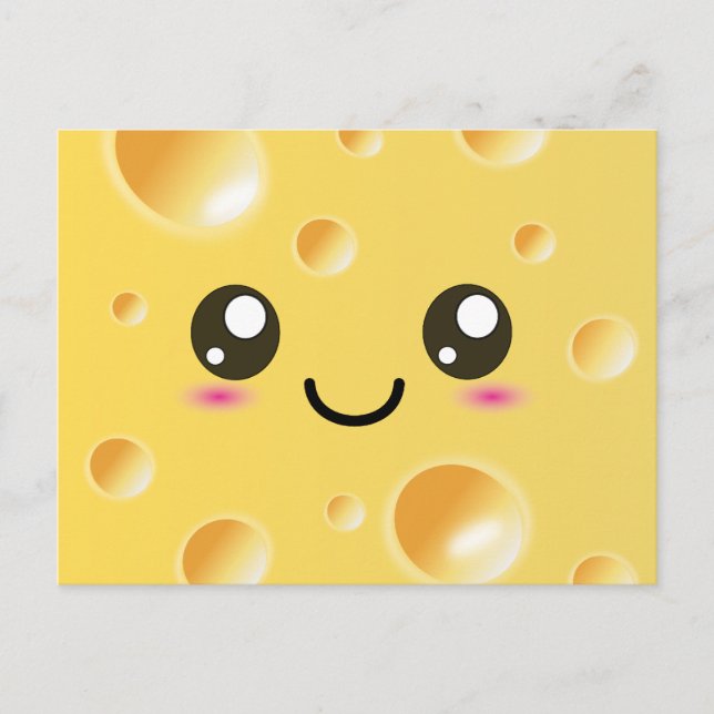 Cute Kawaii Happy Cheese Postcard (Front)