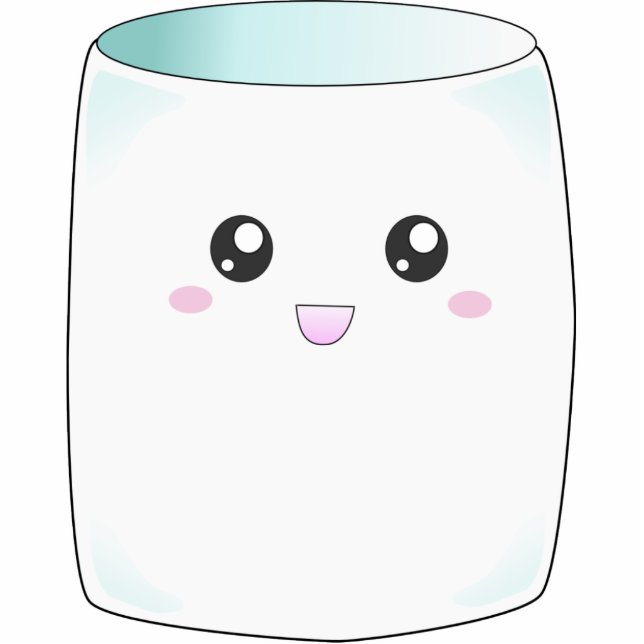 Cute kawaii happy marshmallow sculpture standing photo sculpture (Front)