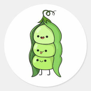 Cute Kawaii Happy Peas Classic Round Sticker