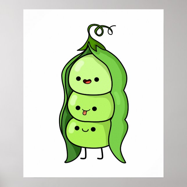 Cute Kawaii Happy Peas Poster (Front)