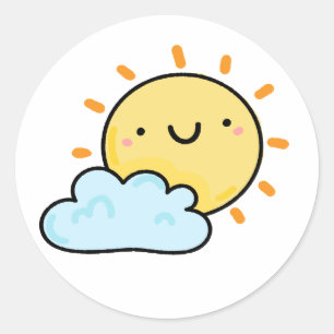 Cute Kawaii Happy Sun Classic Round Sticker