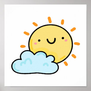Cute Kawaii Happy Sun Poster