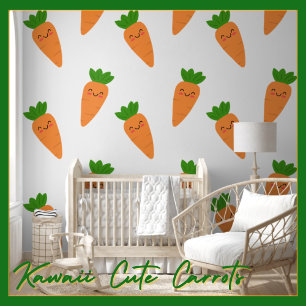 Cute Kawaii Happy World of Orange Carrots Kids Wallpaper
