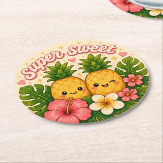 cute kawaii hawaii round paper coaster