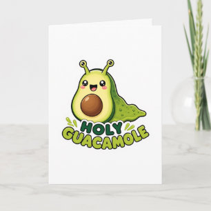 Cute Kawaii Holy Guacamole Avocado Slug Cartoon Card