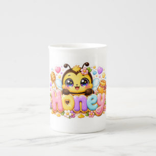 Cute Kawaii Honey Bee Name Pastel Pink Sparkling B Bone China Mug
