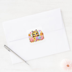 Cute Kawaii Honey Bee Name Pastel Pink Sparkling B Square Sticker
