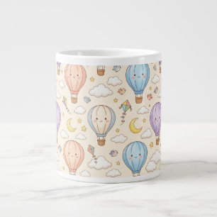 Cute Kawaii Hot Air Balloon Seamless Pattern Large Coffee Mug