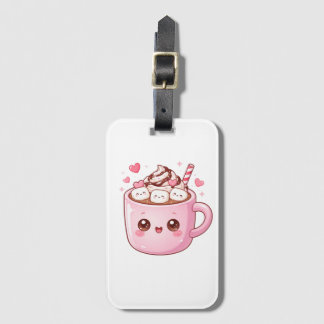 Cute Kawaii Hot Chocolate Mug with Marshmallows Luggage Tag